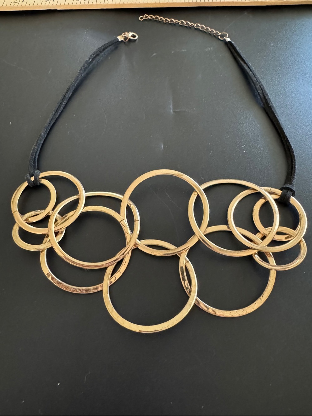 Spiraling Out Of Couture Gold Multi-Ring Chunky Statement Necklace Women Jewelry - Picture 8 of 8